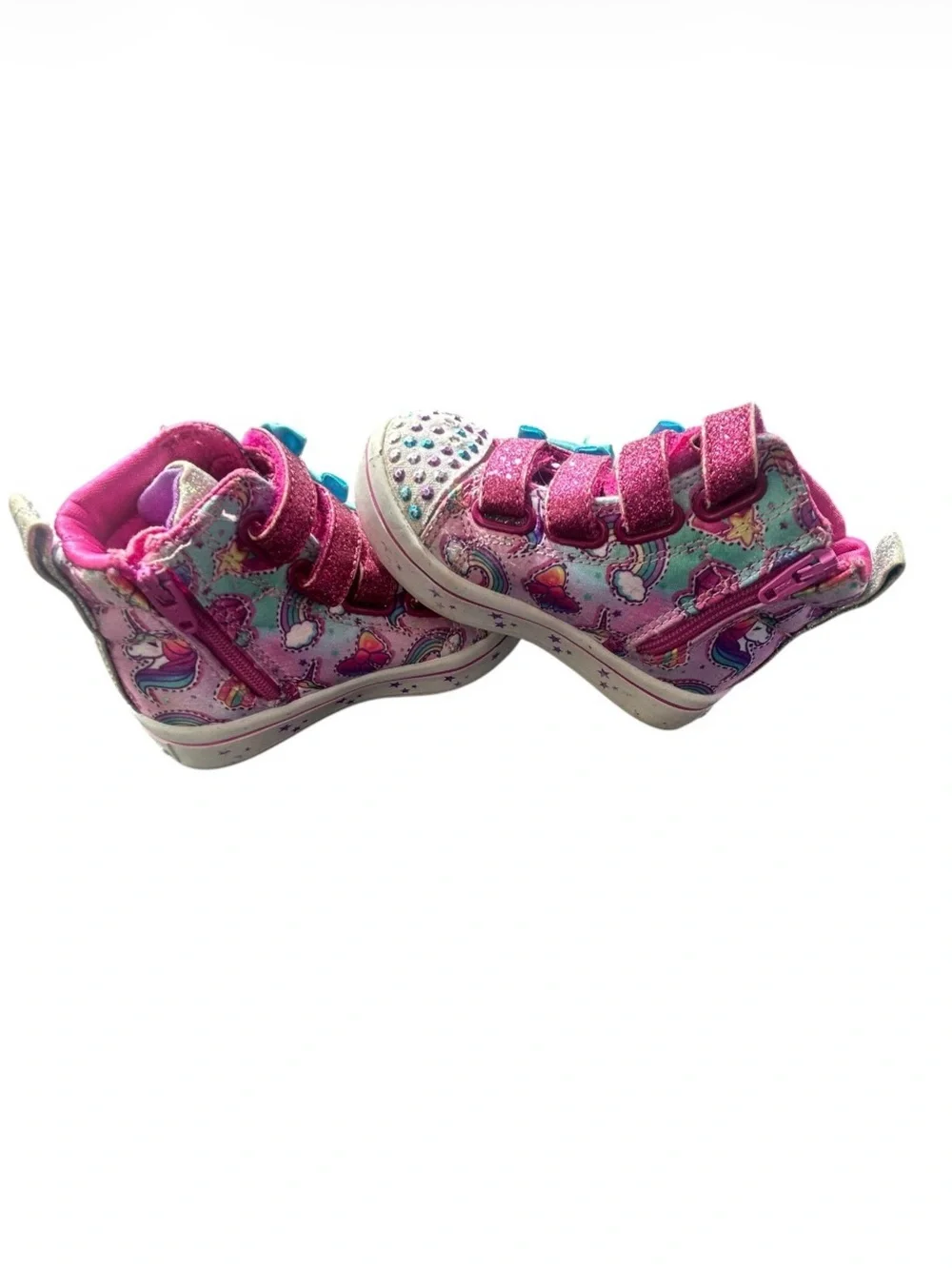 Skechers Pink High-Top Sneakers with Teal Bows size 5